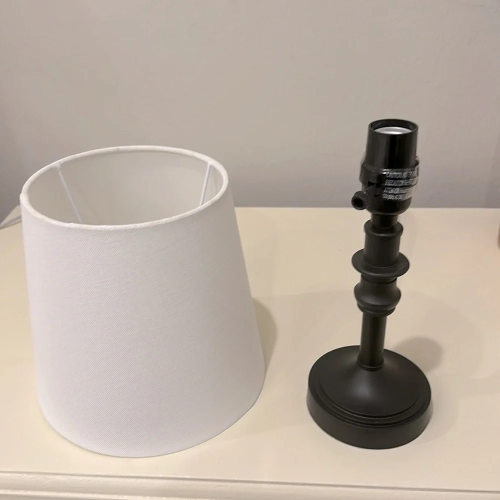 Petite Table Lamp Black Lamp White Taper Shade